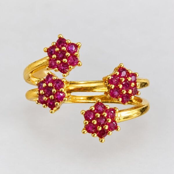 Floral Adjustable Spring Ring – 1 Gram Gold Finish