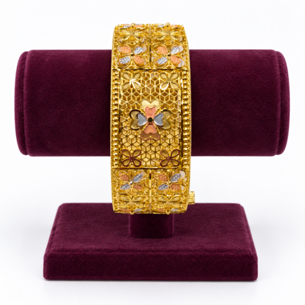 Wide Designer Screw-Opening Bangle – 1 Gram Gold Finish