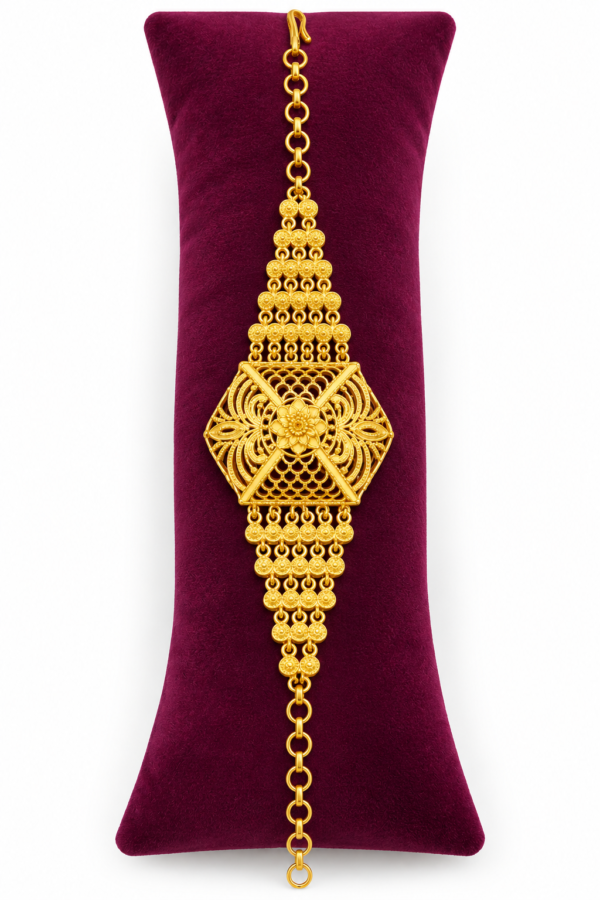 Traditional Gold Finish Floral Filigree Bracelet