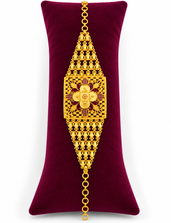 Traditional Gold Finish Floral Filigree Bracelet