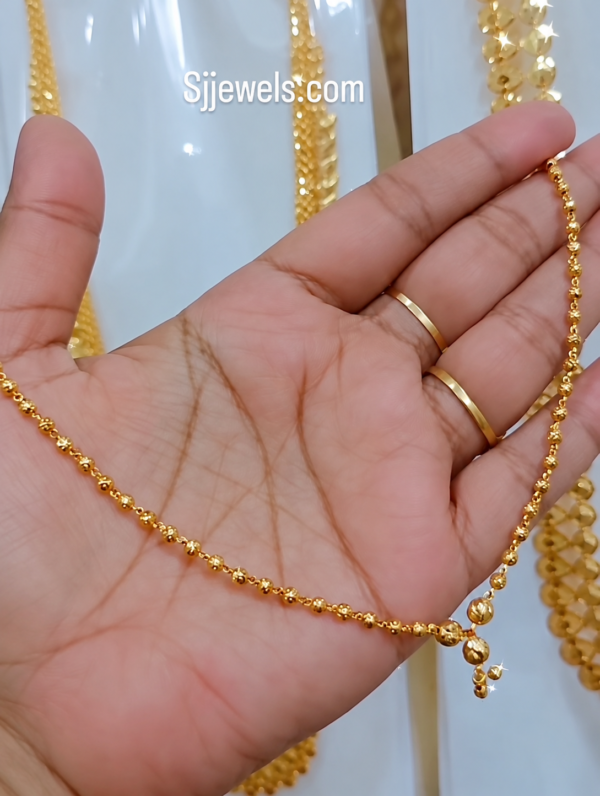 Small Ball Chain with Hanging Beads – 1 Gram Gold Finish