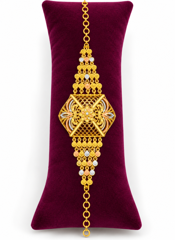 Traditional Gold Finish Floral Filigree Bracelet