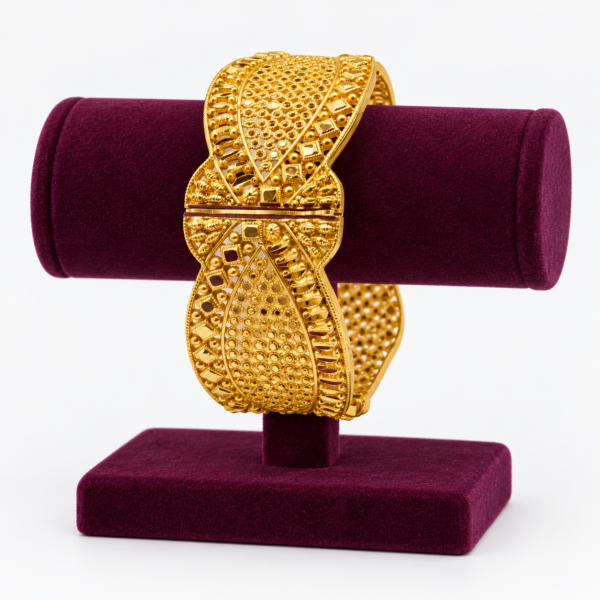Wide Designer Screw-Opening Bangle – 1 Gram Gold Finish