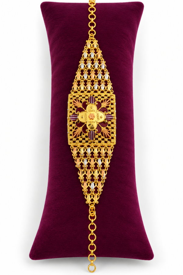 Traditional Gold Finish Floral Filigree Bracelet