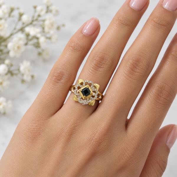 Designer Stone Ring – 1 Gram Gold Finish