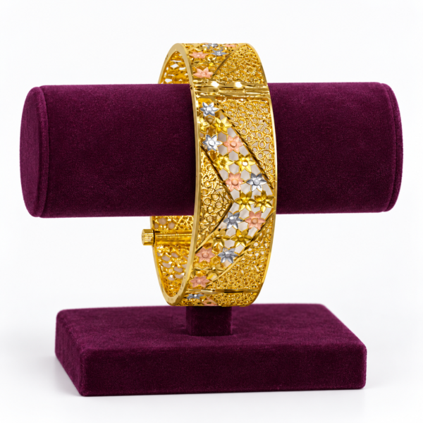 Wide Designer Screw-Opening Bangle – 1 Gram Gold Finish