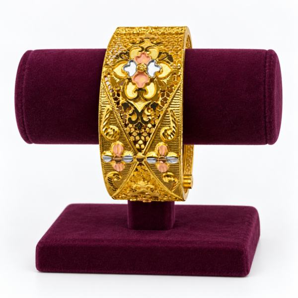 Wide Designer Screw-Opening Bangle – 1 Gram Gold Finish