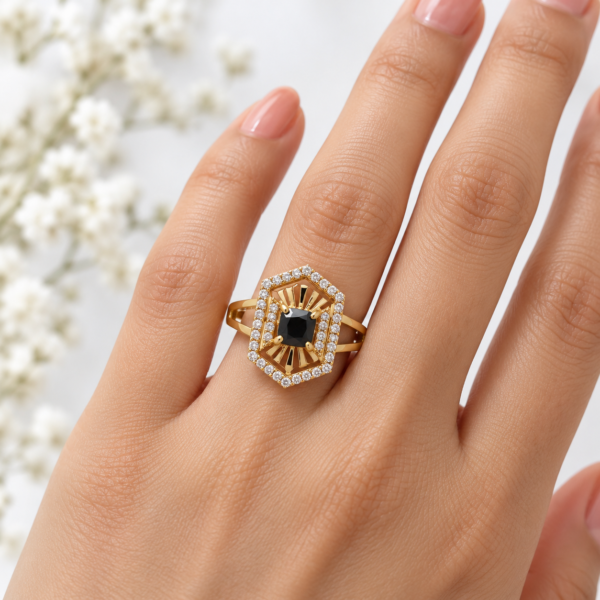Designer Stone Ring – 1 Gram Gold Finish
