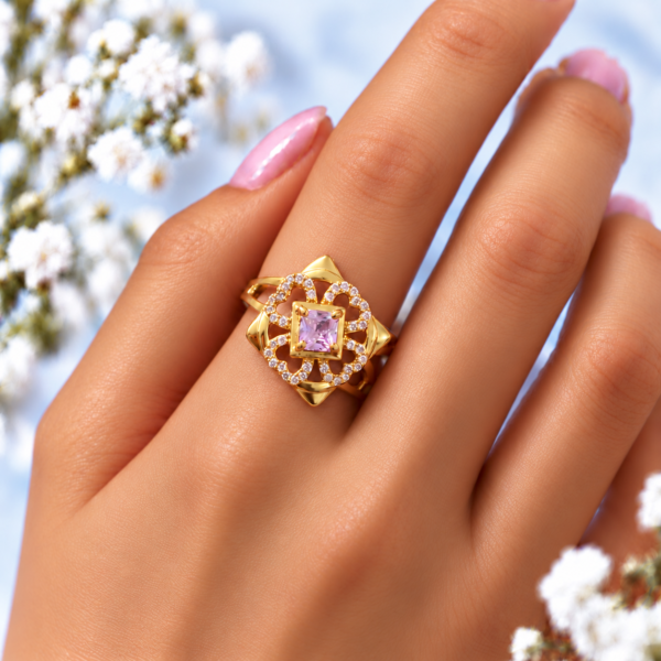 Designer Stone Ring – 1 Gram Gold Finish